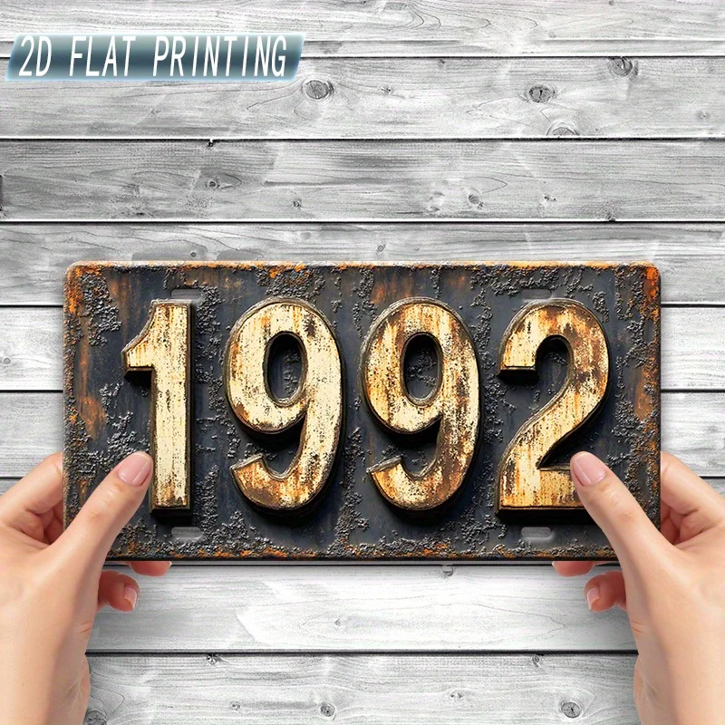 2D Flat, 1pc 1992 Aluminum Sign, 2D Flat Printing, Vintage Home Decor, Wall Art, Engine Bay Decor, Classic Industrial Decor, Gif