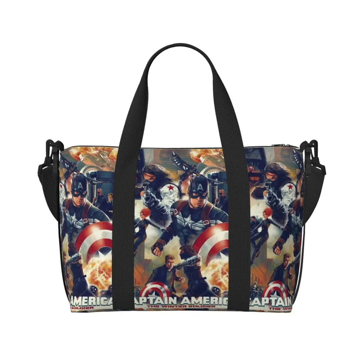 

Custom Wallpaper Captain America Tote Bag Women Big Capacity Beach Gym Travel Bags