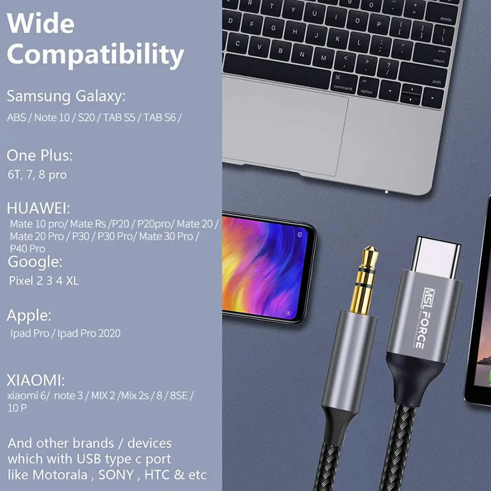 Аудиокабель USB TYPE-C с разъемом 3,5 мм, Hi-Fi аудиокабель DAC, создайте собственную аудиосистему в автомобиле на расстоянии 1 м, кабель aux для автомобиля