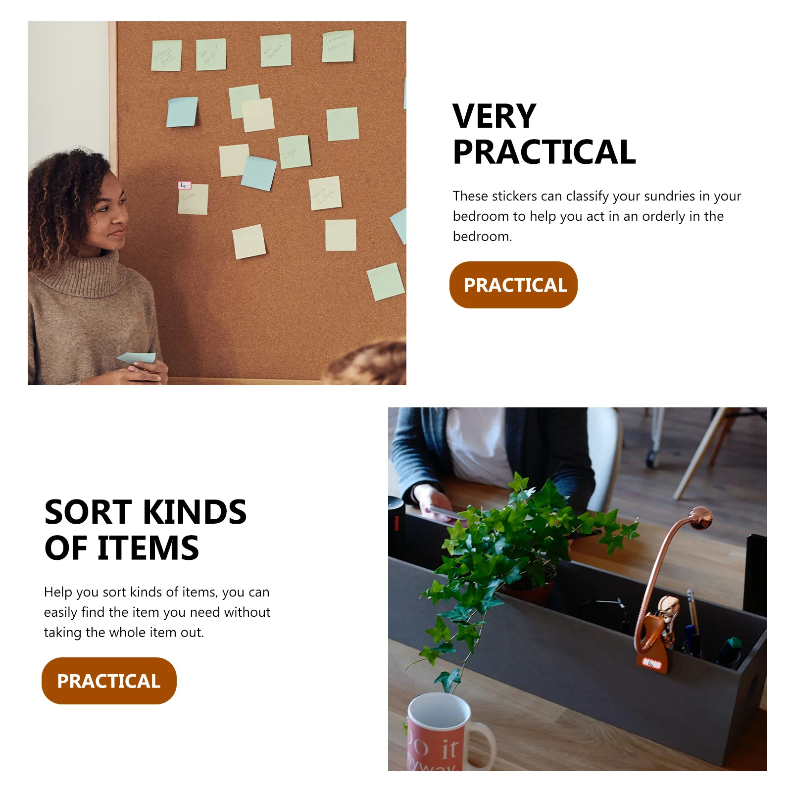 

136 Sheets Handwriting Label Stickers Self-Adhesive Multi-Function Price Office Supply Portable Sticky Labels for Home