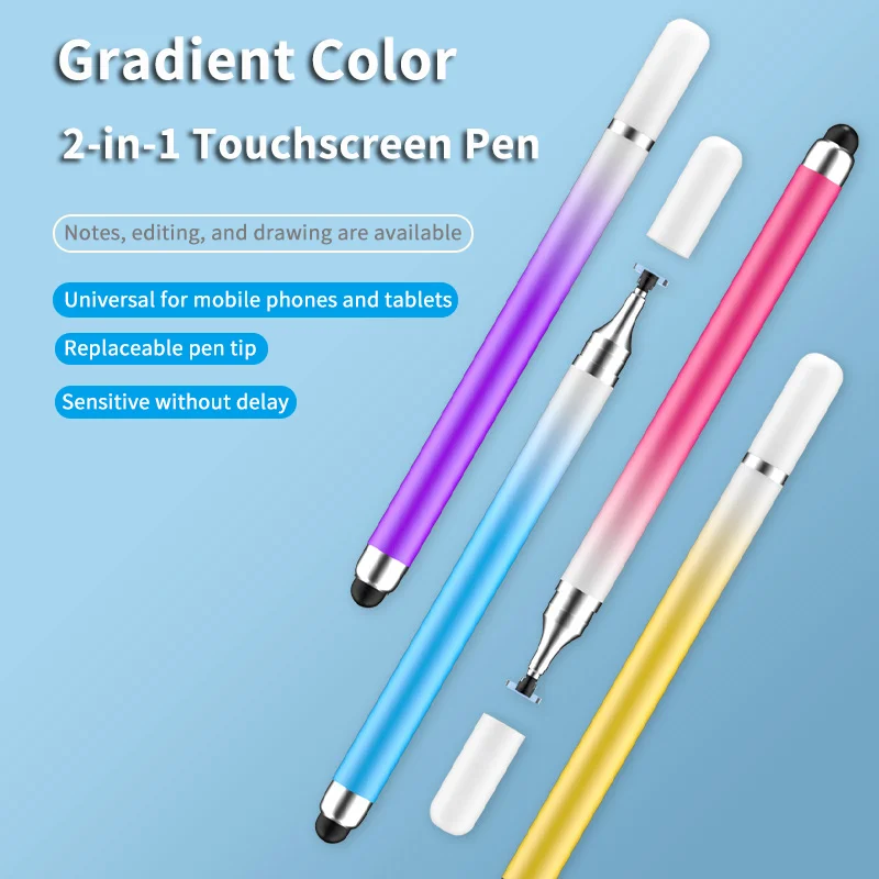 

Multi Color Gradient Touchscreen Pen Double-Headed Replaceable Pen Tip Disc Suitable For Tablets And Mobile Phones Stylus