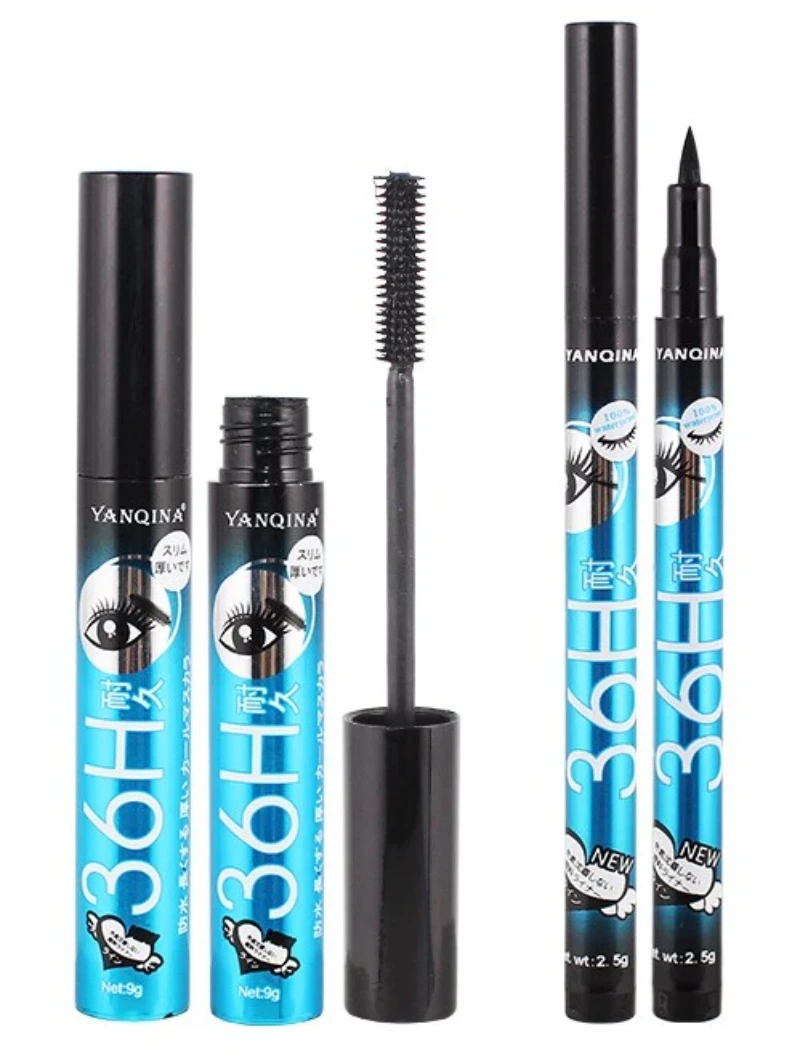 Nuovo set mascara e eyeliner 36 ore 2 in 1 matita eyeliner mascara 36 ore mascara eyeliner liquido a prova di sbavature a lunga durata
