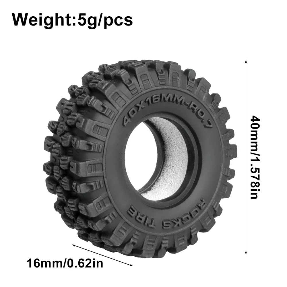 1/30 Rc Crawler Tires 40mm 0.7in Soft Rubber All Terrain Tyres For 1/30 Rock Mud Car Axial Scx30 Ascent-32 Tires Upgrade Parts