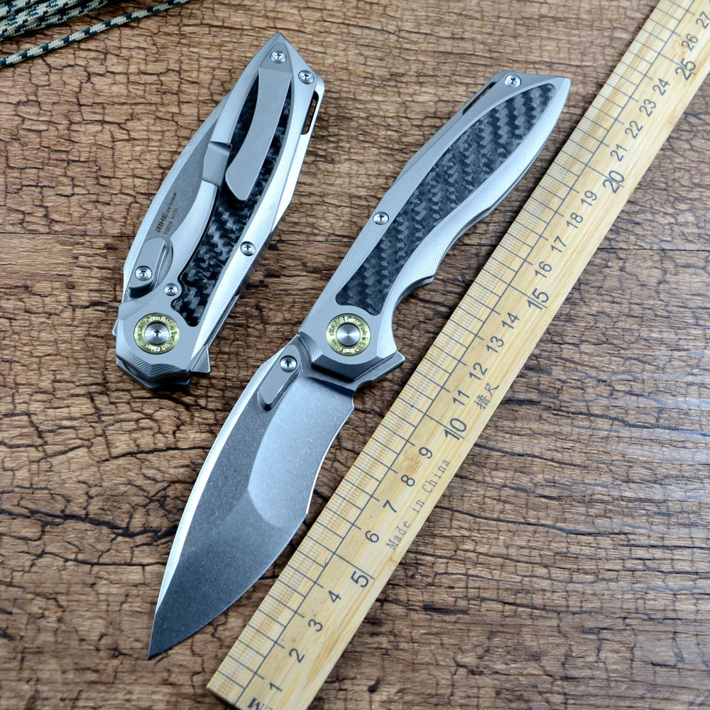 

TWOSUN Folding Knife K110 Blade Carbon Fiber Titanium Handle Outdoor Camping Hunting Pocket Knives TS578