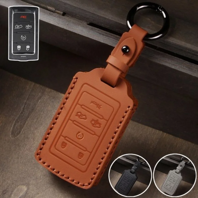 

A+ Genuine Leather Car Remote Key Fob Case Cover For Jeep Grand Cherokee Wagoneer