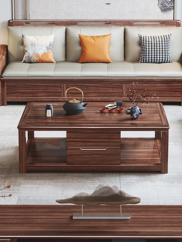 Small Apartment Living Room Solid Wood Tea Table Light Luxury Home TV Cabinet and Tea Table Combination