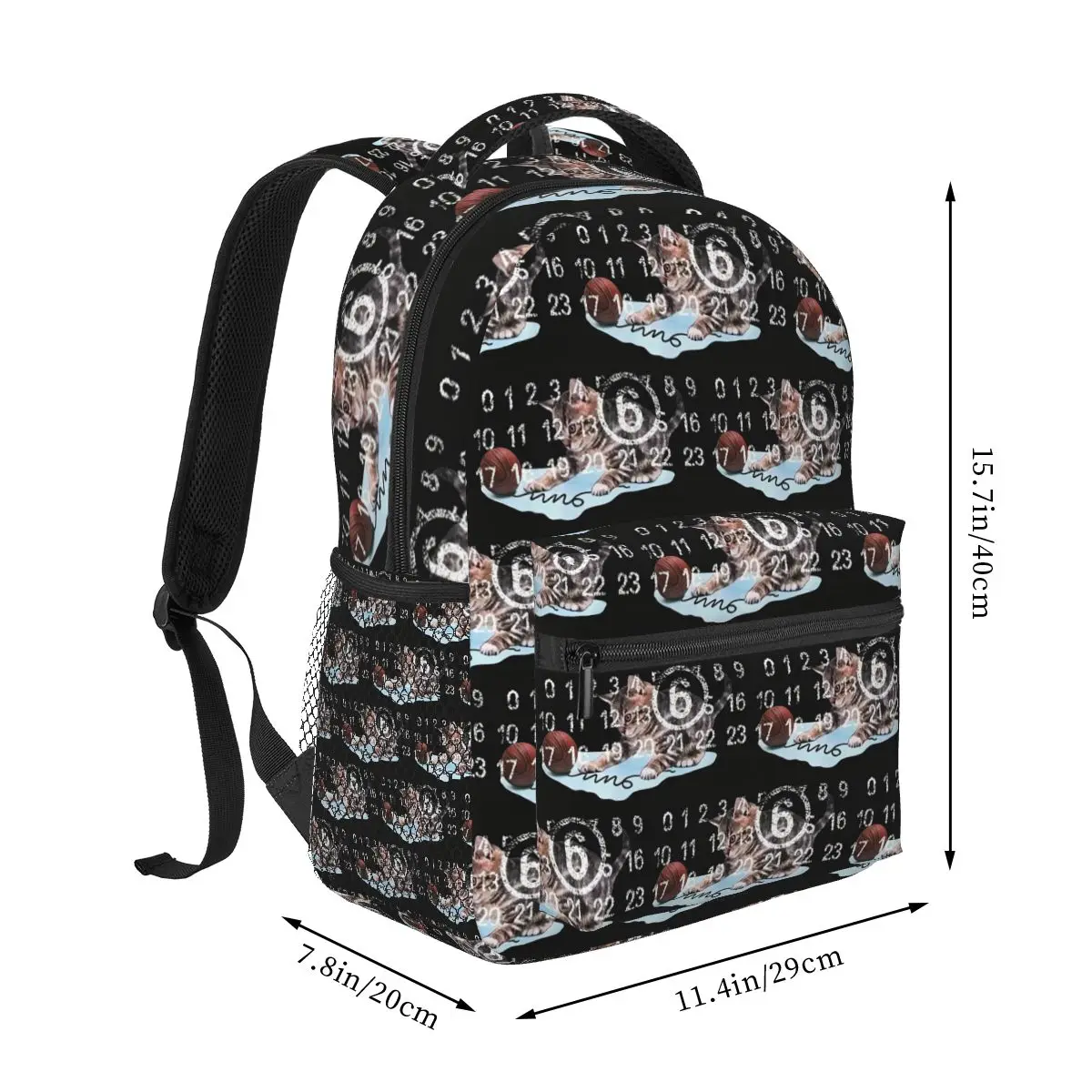 Vintage Cat Play Yarn Ball Clock Digital Print Student Backpack School Bag Hiking Daypack for Men Women Bookbag Shoulder Bags
