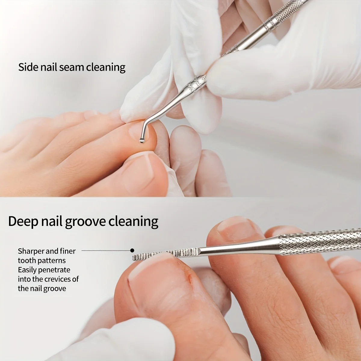 1 ud./2 uds./3 uds. Herramientas profesionales de pedicura: limpiador de ranuras para uñas, lima de uñas y levantador de uñas de los pies, diseño antideslizante para uñas seguras C