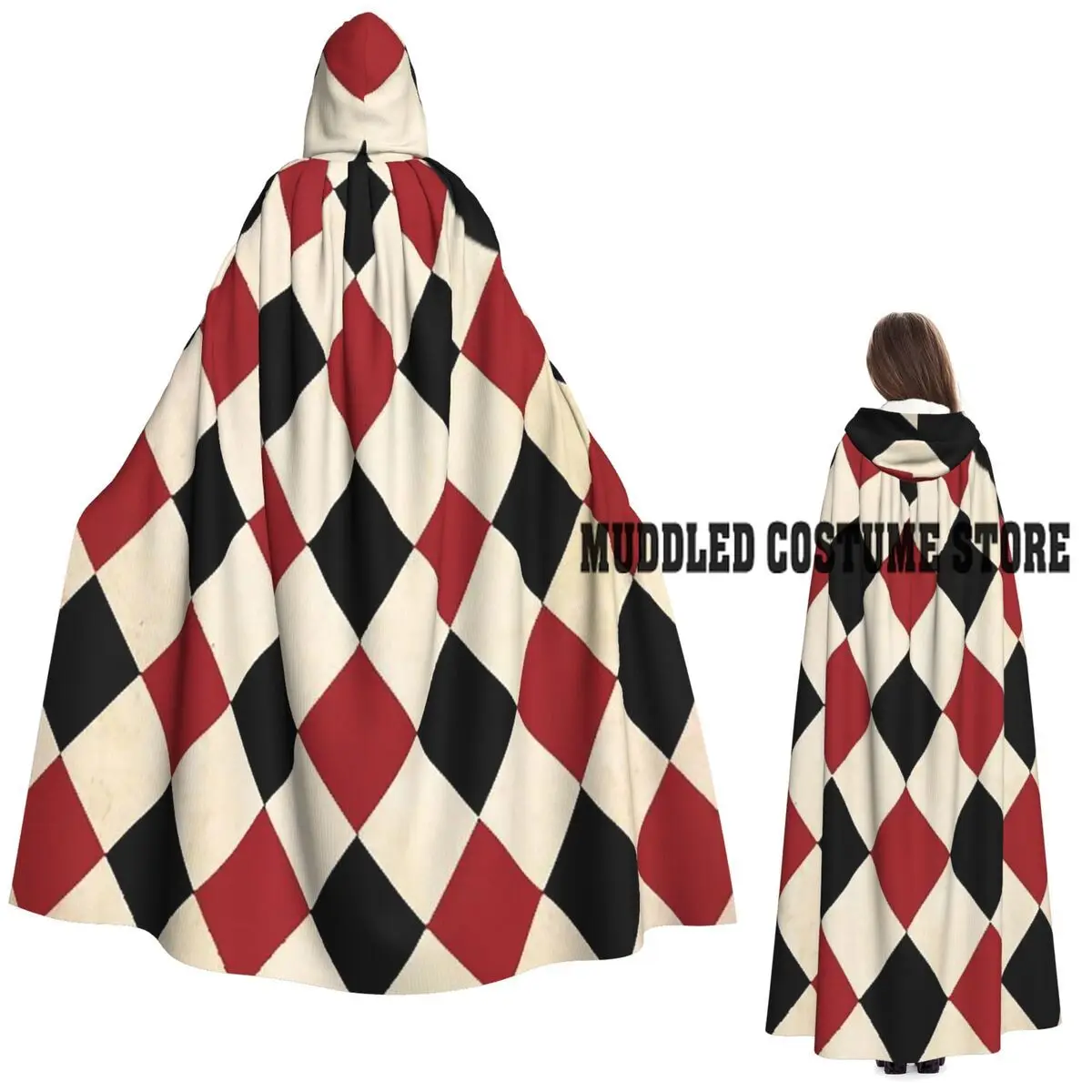 

Игральные карты, длинный плащ с капюшоном, средневековый костюм ведьмы, накидка для косплея, пальто на Хэллоуин для взрослых, унисекс