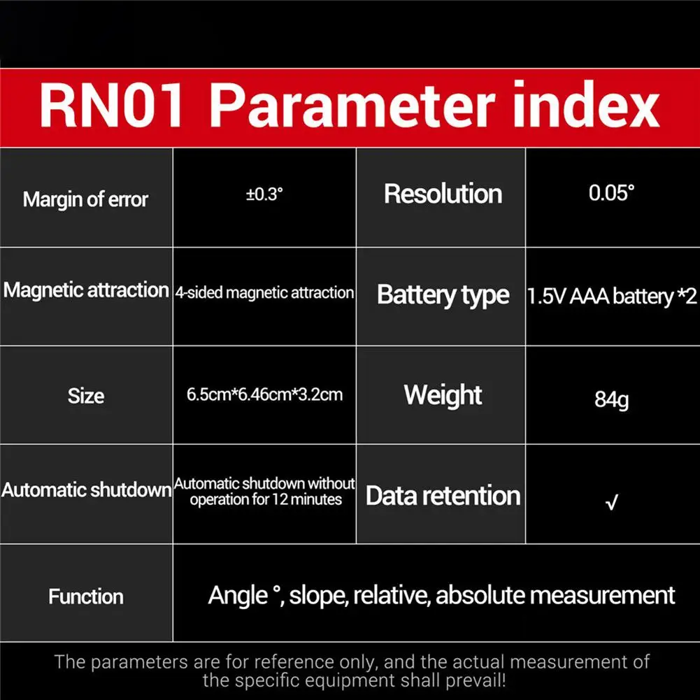 RN01 Digitale Hoekmeter Elektronisch Niveau Backlit Gradenboog Inclinometer Niveau Hoek Heerser Finder Houtbewerking Meetinstrument
