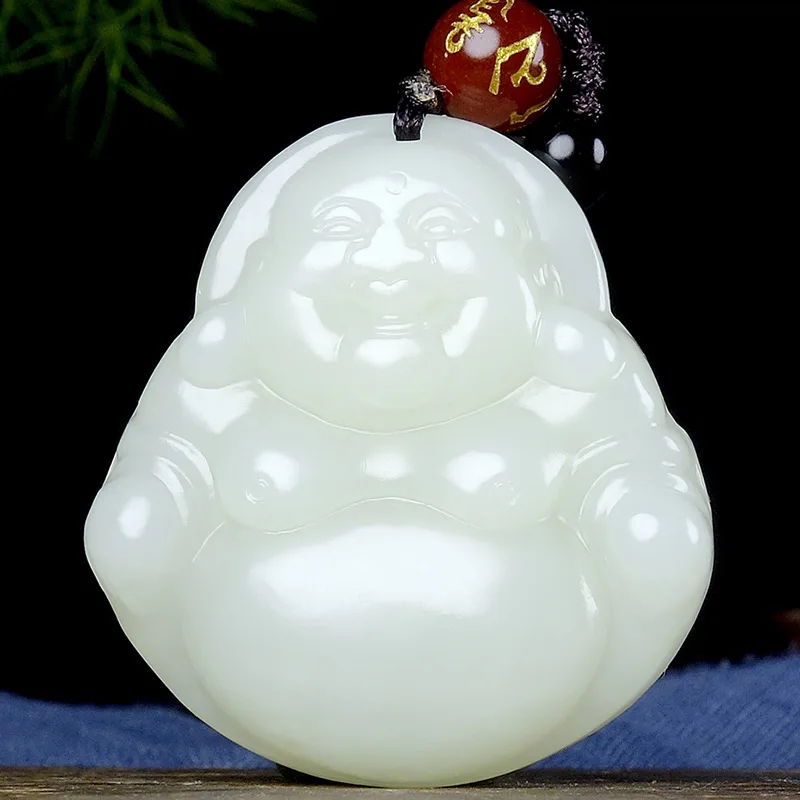 

Fine Jewelry Natural Hetian Nephrite Jade Maitreya Buddha Laughing Buddha Jade Pendant