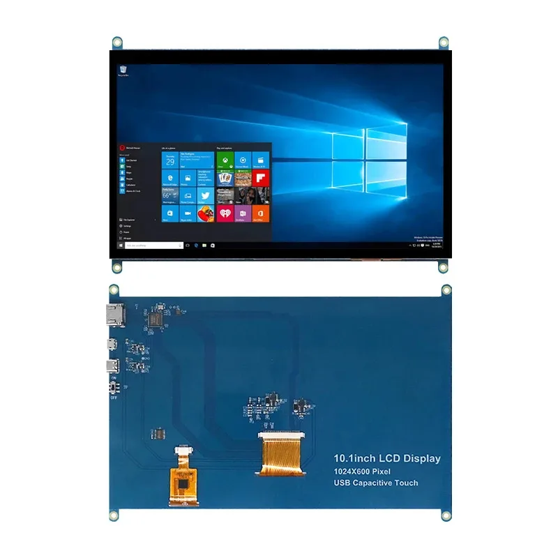 شاشة Raspberry Pi 10.1 بوصة تعمل باللمس 1024x600 HDMI شاشة محمولة مع فتحة إصلاح لـ Raspberry Pi 5/4/3B/B+ Win11/10/8