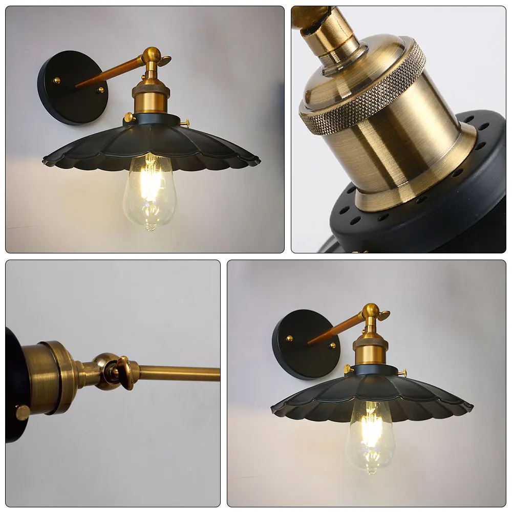 

Retro Wall Lamp Vintage Metal Practical Shade Petal Shaped for Garden Outdoor Industrial Style Home Decor Night Light