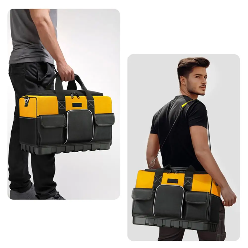 Large Capacity Multifunctional Hardware Tool Bag Waterproof Wear-Resistant Multi Pockets Maintenance Storage Bag with Strap