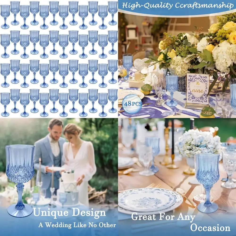 

Пластиковые бокалы для вина для вечеринки, одноразовые бокалы, посуда для напитков на свадебный прием, набор принадлежностей для вечеринок в больших событий из 48 шт.