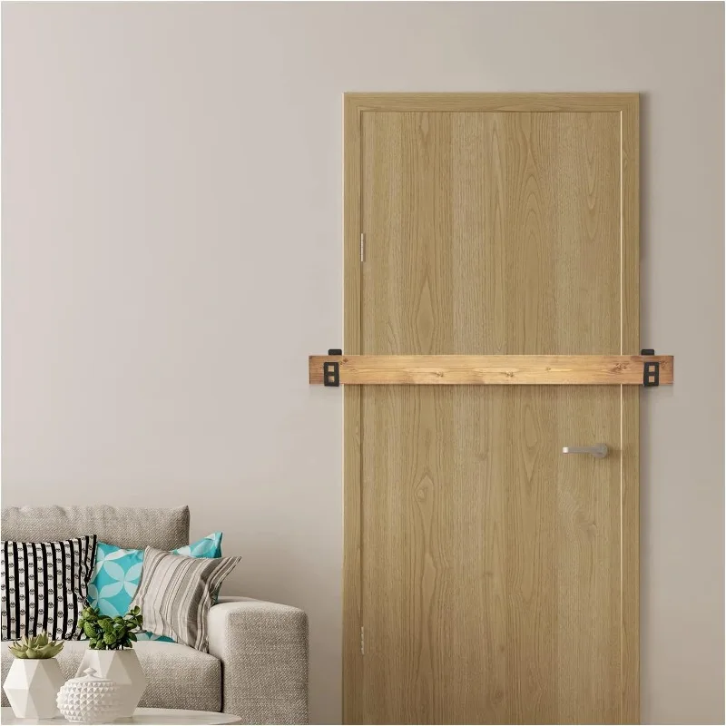 4PCS Heavy Duty Door Barrier Bracket, Open Rod Support, Reinforced Door Lock Bracket, Fit for 2x4 Wood Boards, Without Screws