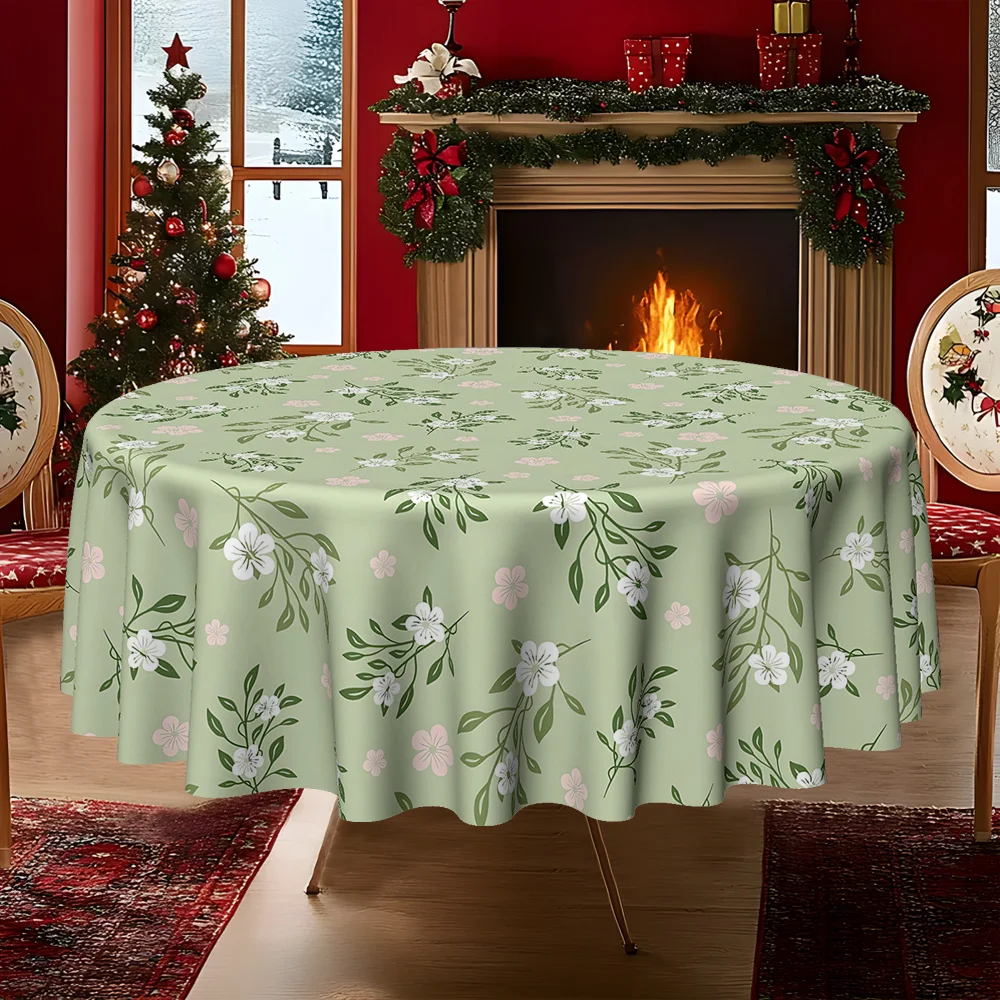 Daily theme pattern - combination of flowers and green leaves - patterned tablecloth