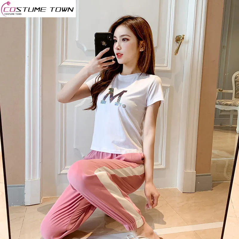 

Korean New 2023 Fashion Design Sports Set Women's Spring/Summer INS Loose Casual Pants Two Piece Set Fashion