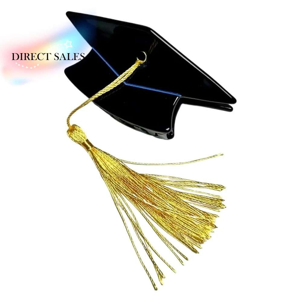 

Creative Graduation Cap Hair Claw Yellow Tassels Cute Bachelor Hat Hairpin Headwear Novelty Small Grab Clip Party Celebration