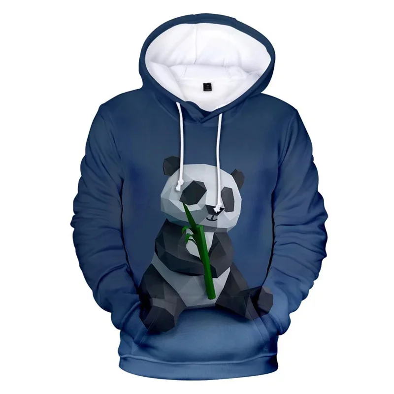 Hoodie gráfico engraçado do panda selvagem masculino, pulôveres 3D do panda gigante, moletons masculinos, roupas fofas, novo em hoodies, estampado gigante