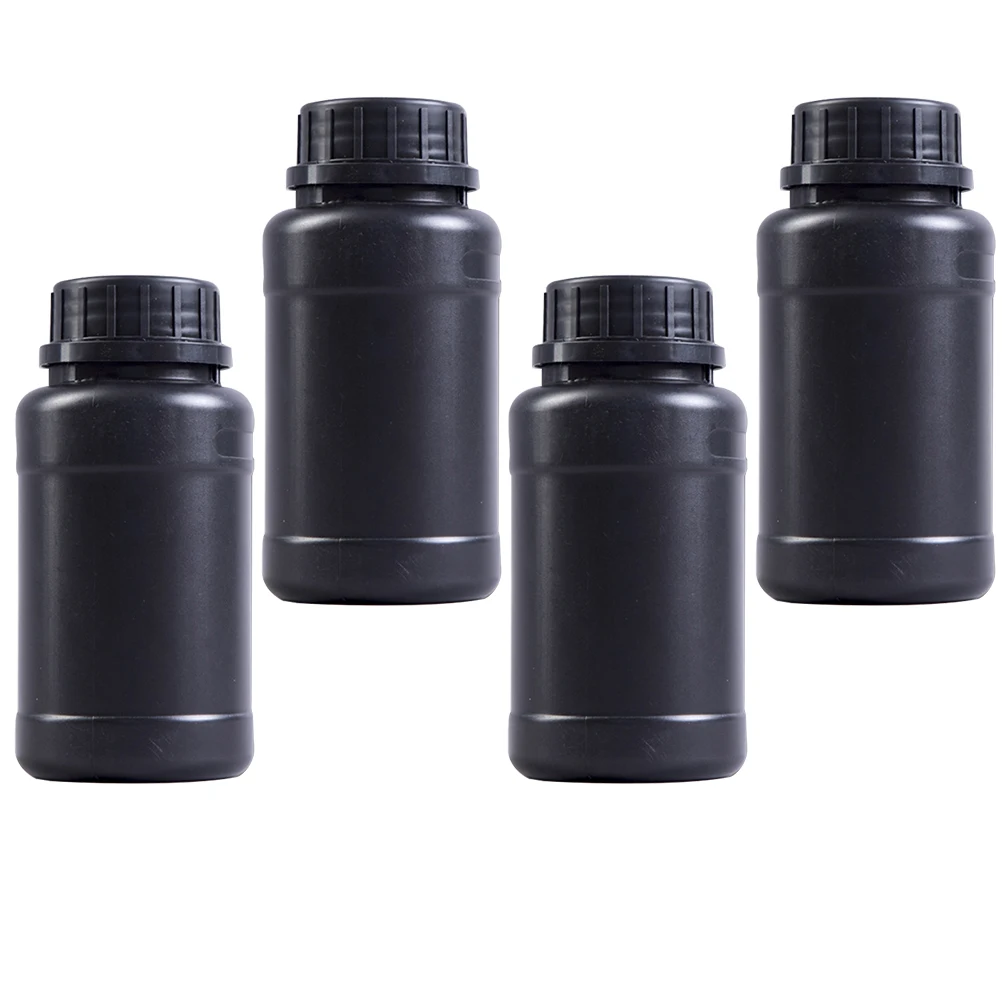 

4 Pcs Plastic Light-proof Bottle Black Containers Chemical Storage Holders Engineering Round