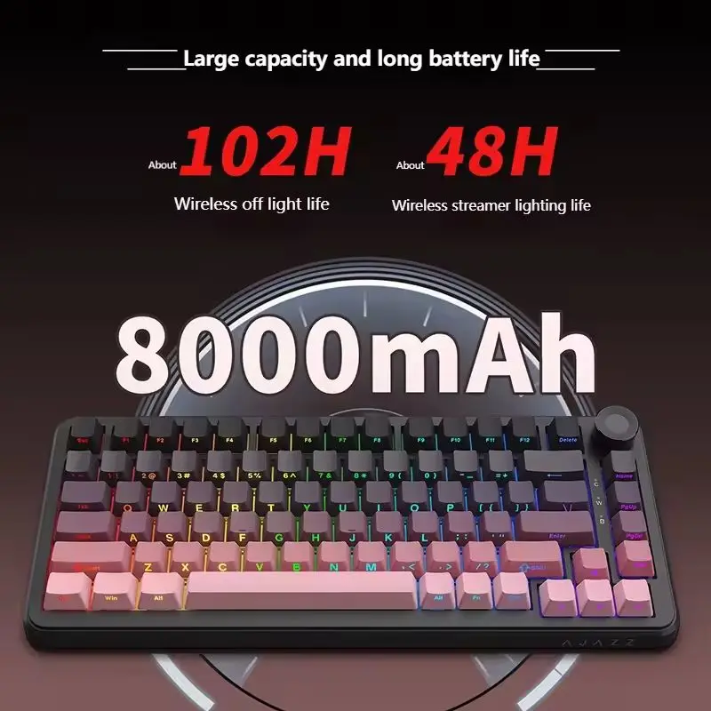 AJAZZ AK820 Max Plus Tri Mode Mechanical Keyboard Wireless Bluetooth Wired Rgb Hot Swap Gasket Game Office Keyboard With Knob - Image 5