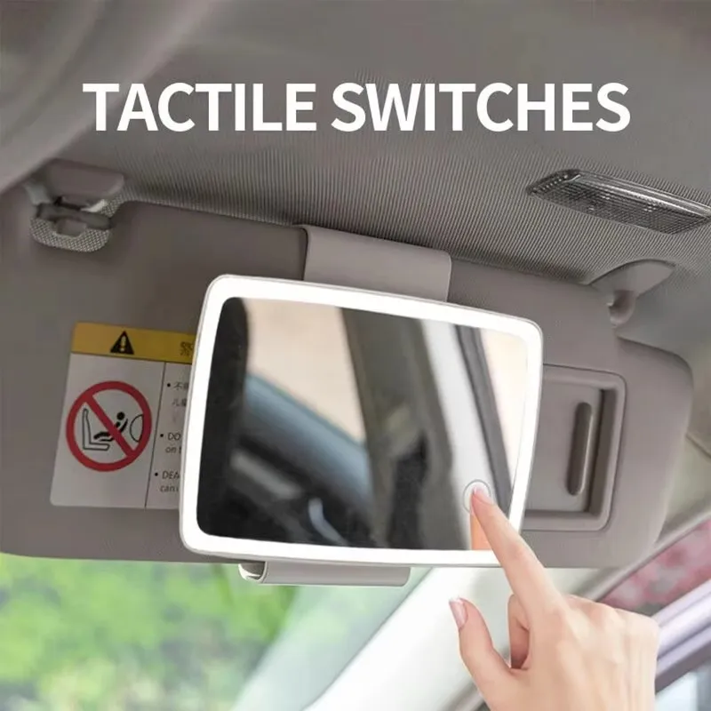 1/2 قطعة اكسسوارات السيارات الداخلية العالمي قناع السيارات ثلاثة التروس القابلة للتعديل مرآة ماكياج مع أضواء Led للفتيات النساء #4