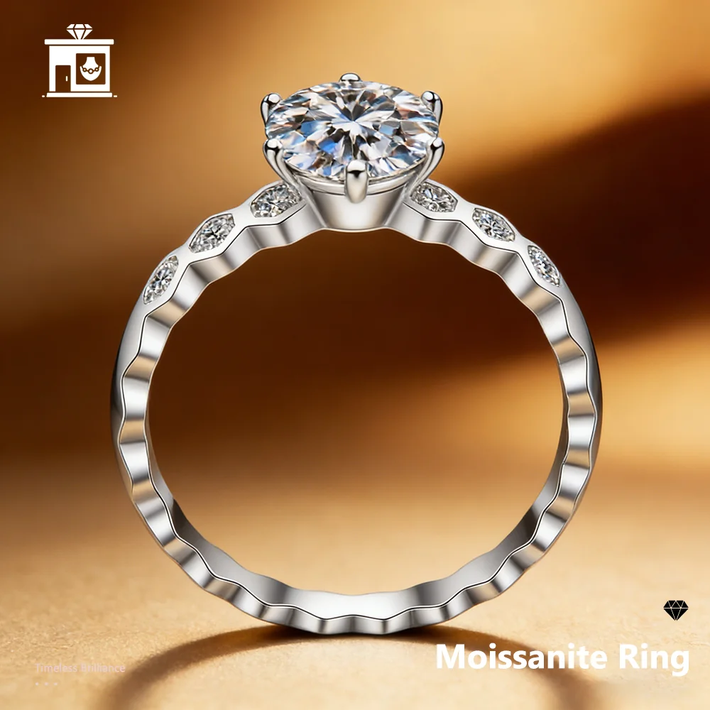 Sparkling With GRA Certificate Moissanite Rings  Pass Diamond Tester S925 Sterling Silver For Man And Women As Gift