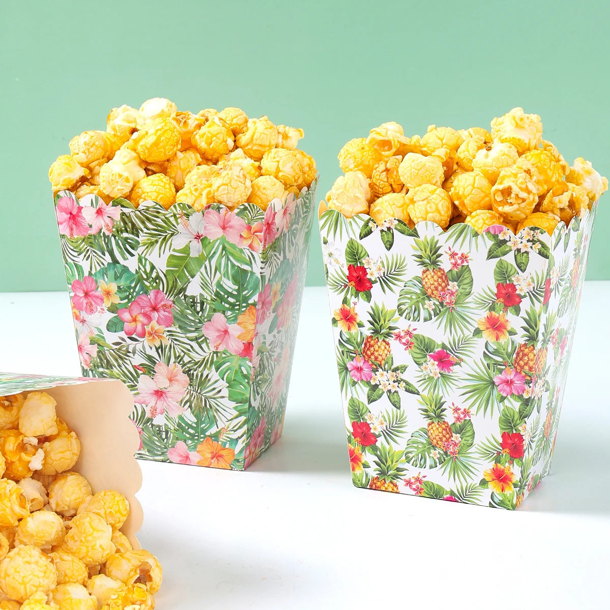 Caja de palomitas de maíz con hoja trasera de tortuga hawaiana, decoración Tropical para fiesta de cumpleaños, suministros para fiesta de cumpleaños y boda para niños, Baby Shower