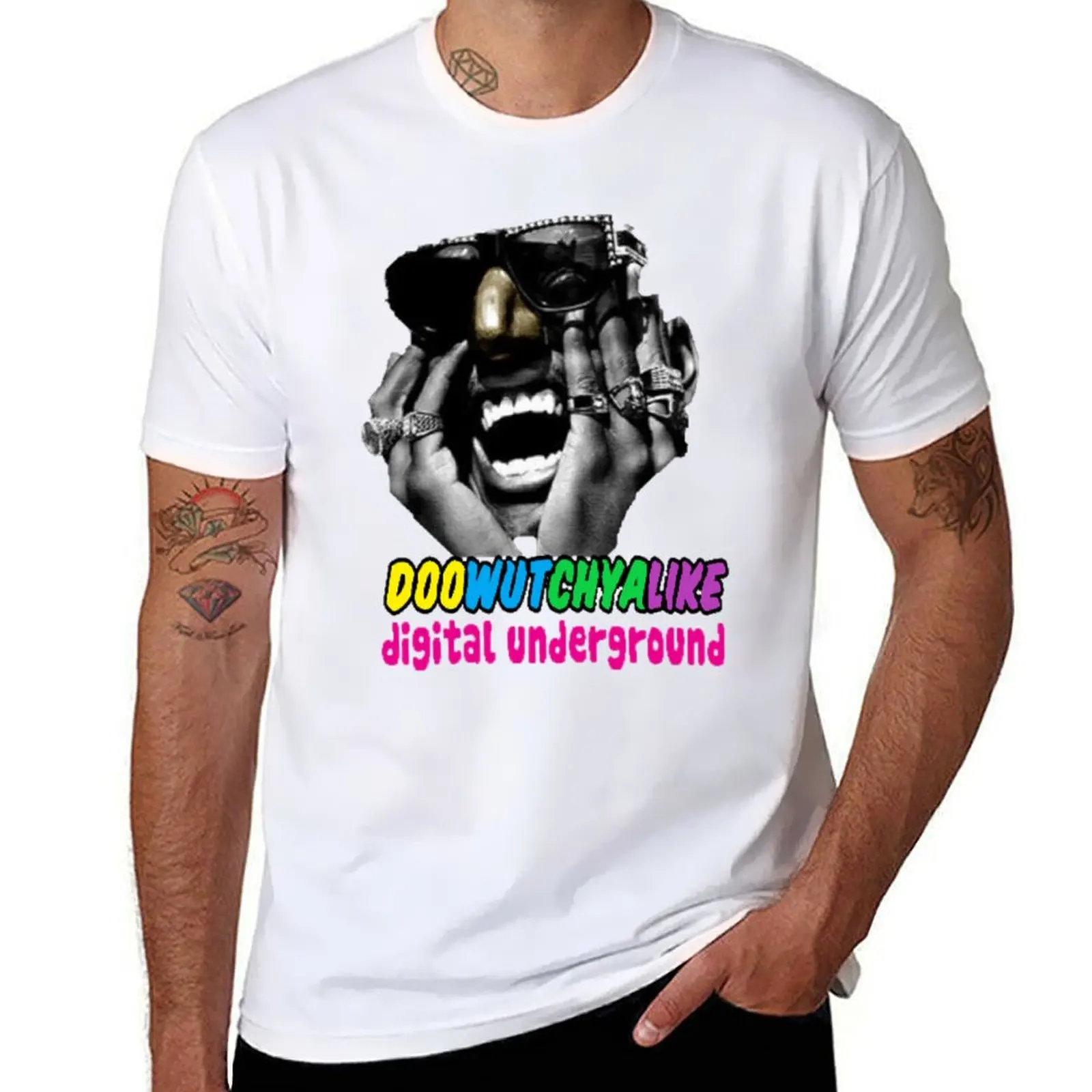 Digital Underground Doowutchyalike Hip Hop Classic 1990 T-Shirt Functional Casual Short Sleeve Tee