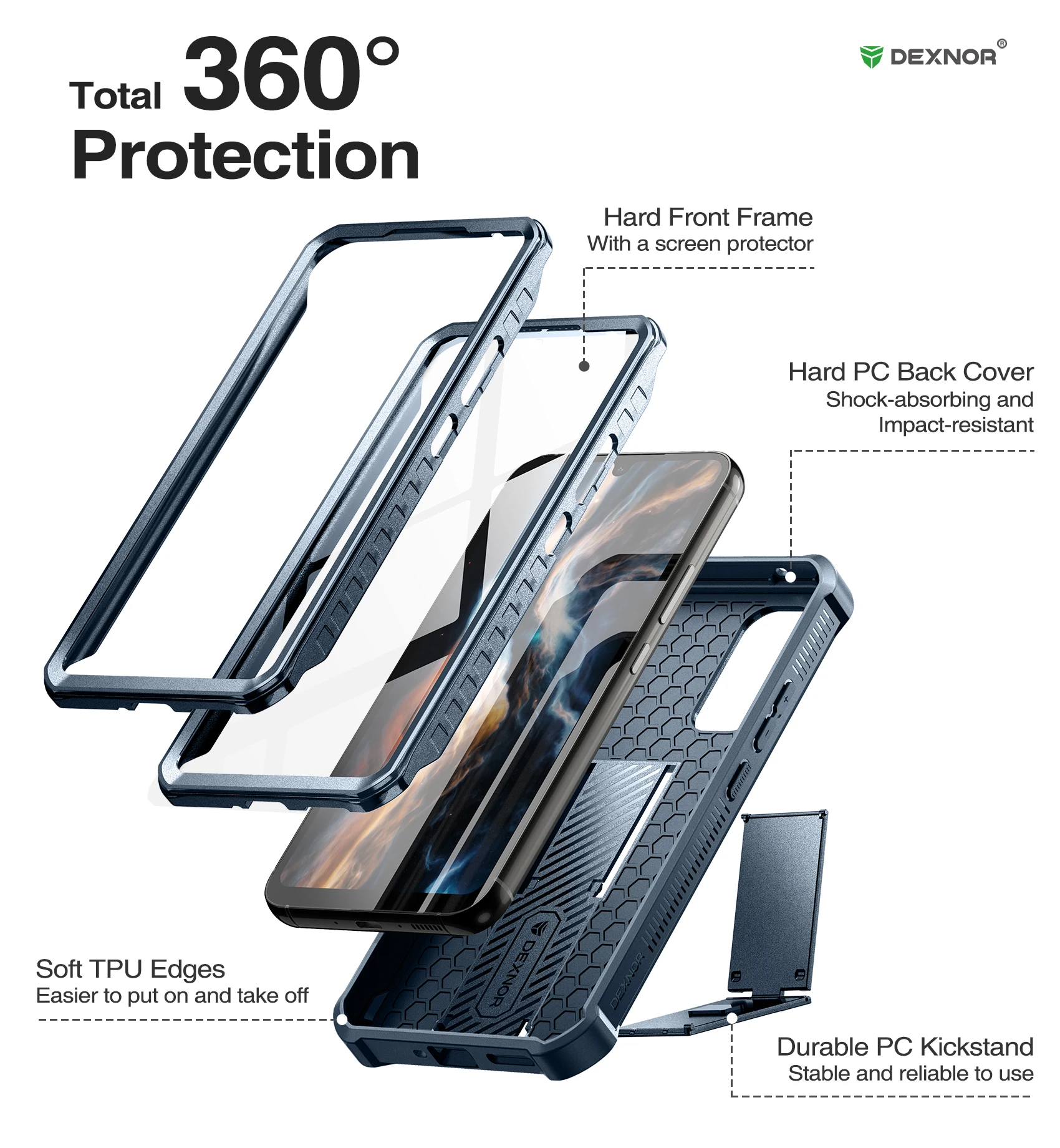 For Samsung Galaxy A34 5G Case 6.6 inch 360 Full-Body Rugged Holster & Kickstand Shockproof Case with Built-in Screen Protector