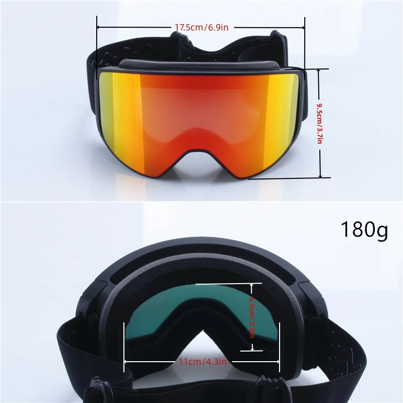 Magnetische Linse, Schneebrille, doppelschichtig, beschlagfrei, UV-Schutz zum Skifahren, Snowboarden, hochauflösende Klarheit, Unisex, Skifahren – Detail 6