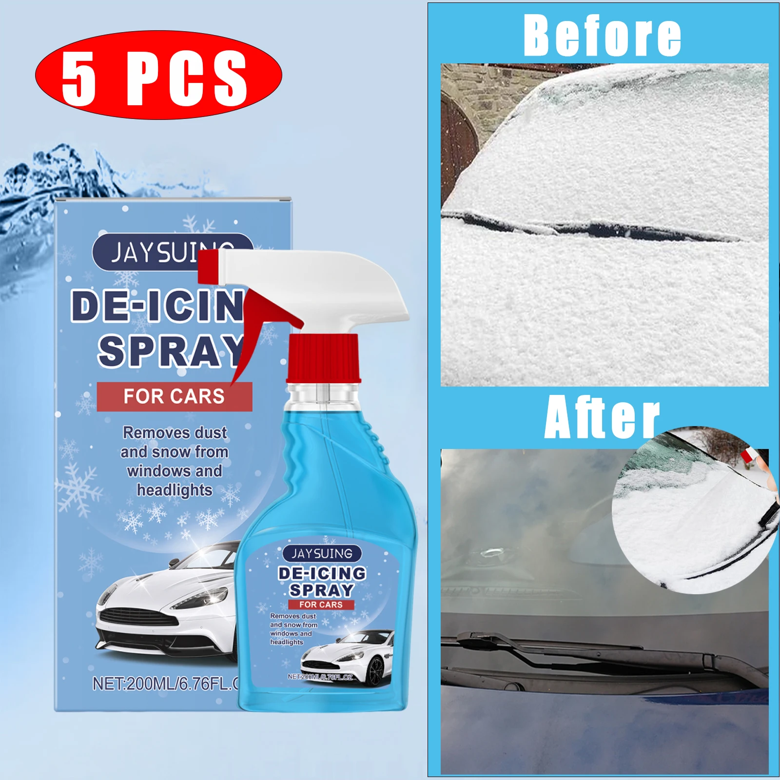 10pcs Car Glass Accessories Windshield Deicing Spray Defrosting Antifreeze High Concentration Fast Melting Of Ice And Snow 200ml