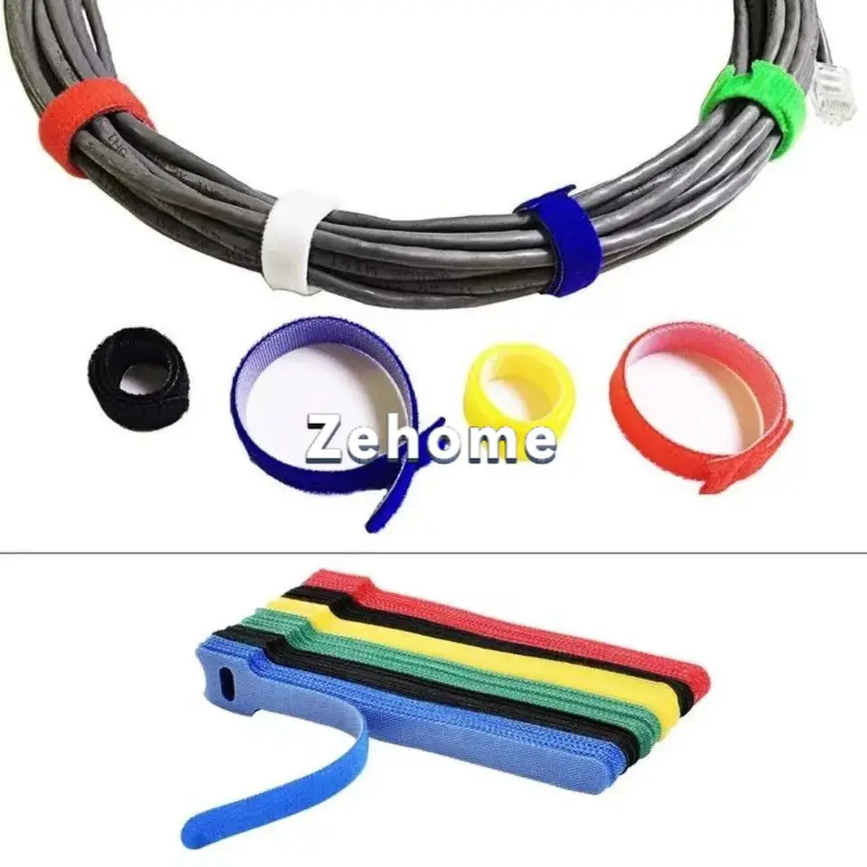 Multi-use Nylon Hook & Loop Cable Tie Self-adhesive Wire Fixing Strap for Cable Management