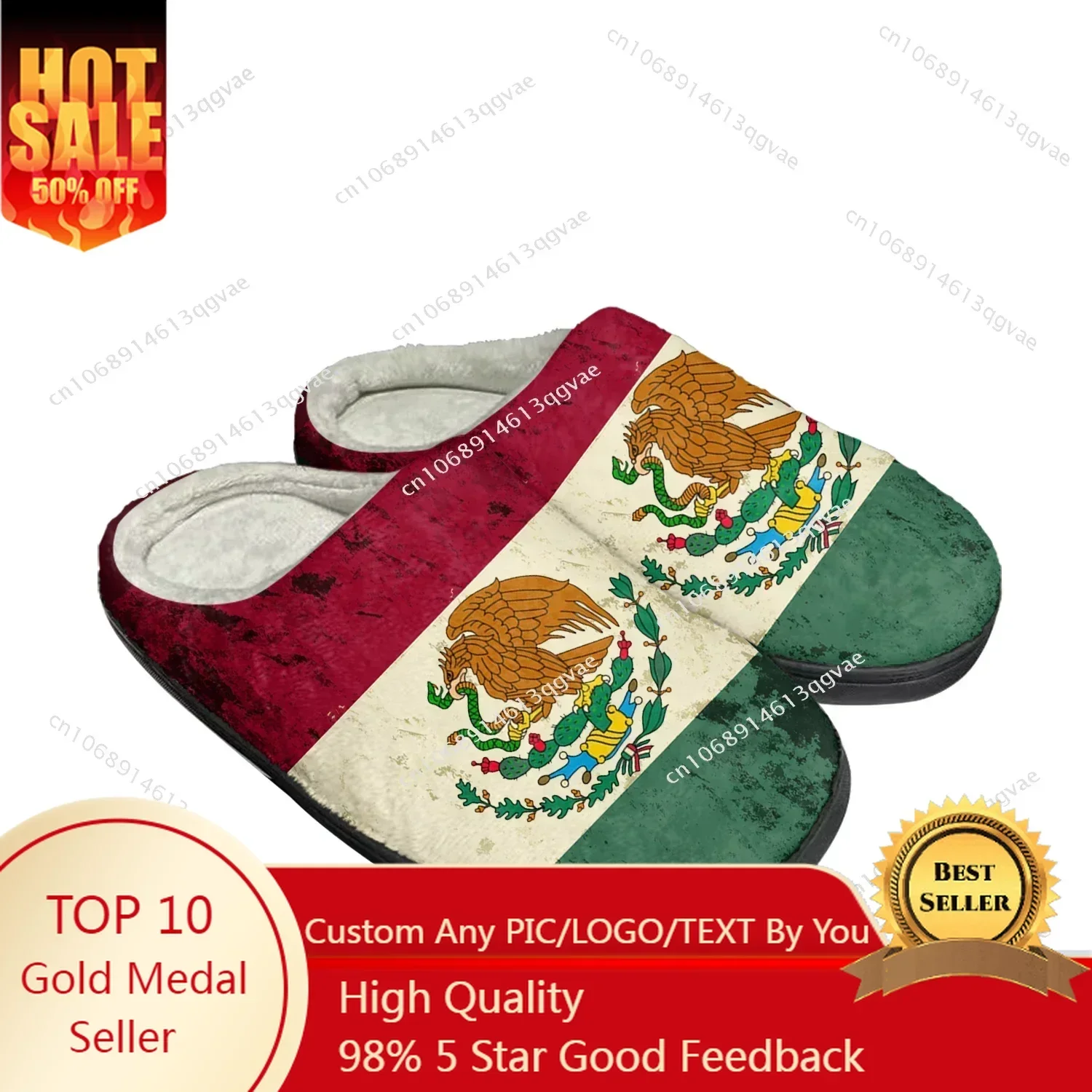 

Mexican Flag Home Cotton Custom Slippers Mens Womens Sandals Mexico Plush Bedroom Casual Keep Warm Shoes Thermal Slipper