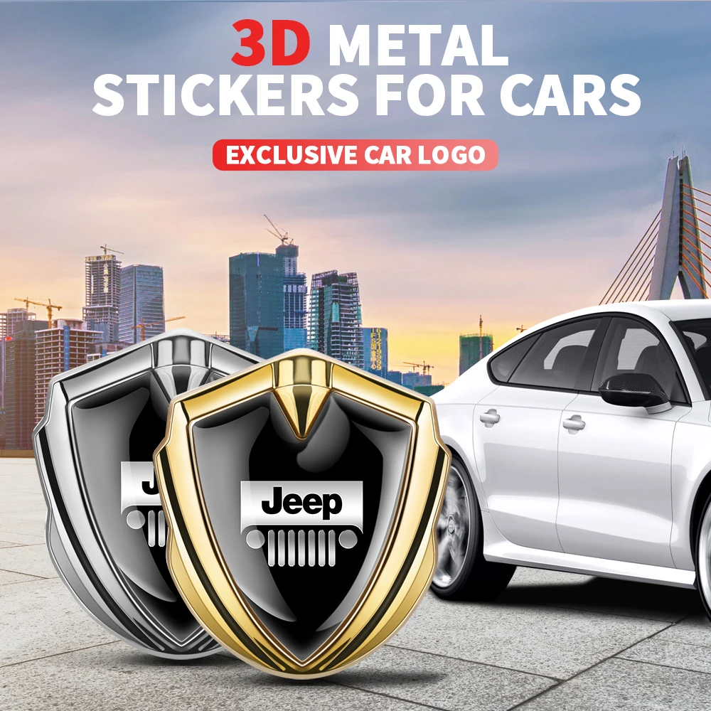 

Gold Silver Metal Car Shield Sticker Trunk Decal For Jeep Renegade Cherokee Wrangler Patriot Gladiator Compass