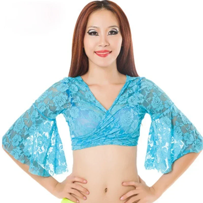 Dança do ventre bolero renda superior blusa queimada feminina sexy renda superior roupas de dança feminina cor 13
