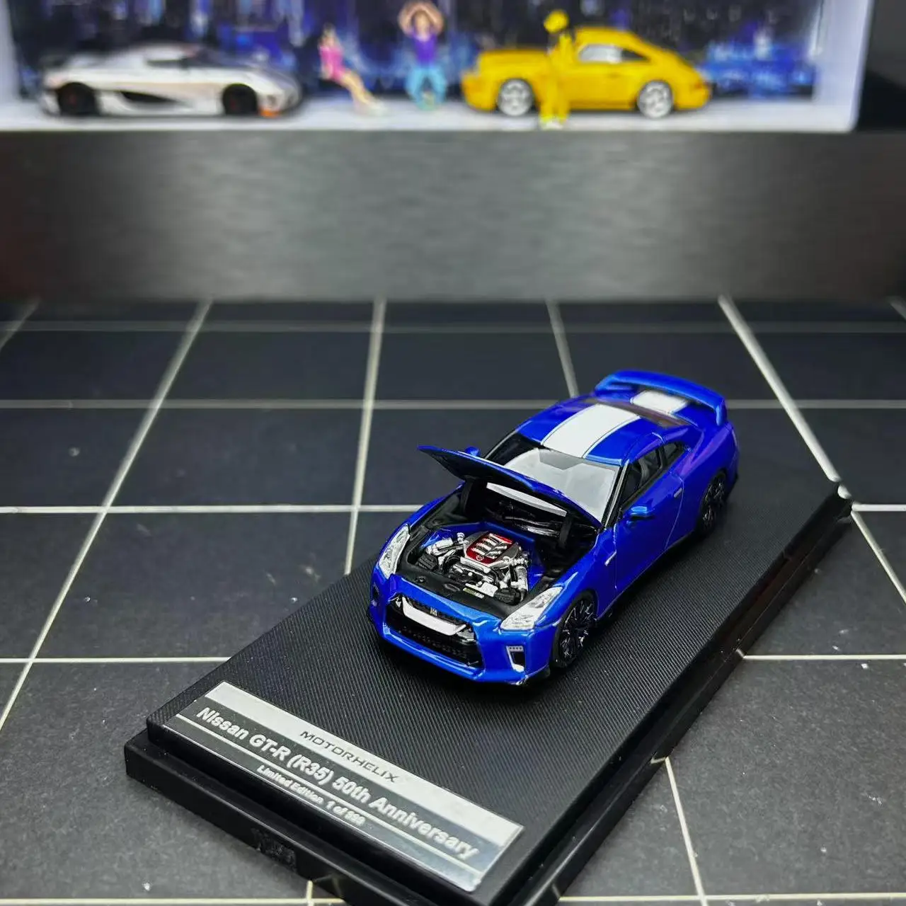 دييكاست 1:64 مقياس نيسان GT-R R35 50th الذكرى طبعة سبيكة سيارة نموذج تحصيل لعبة هدية تذكارية عرض حلية #5
