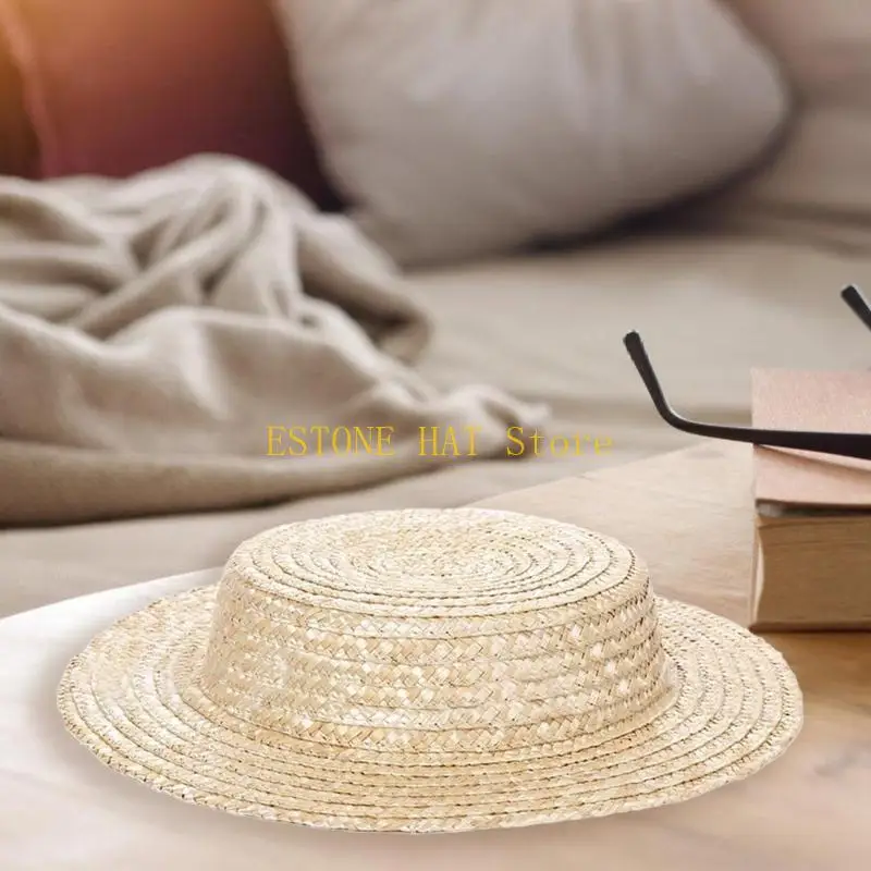 49MF French Straw Sun Hat Elegant Bonnet Hat Base Female Travel Straw Hat Camping Hat