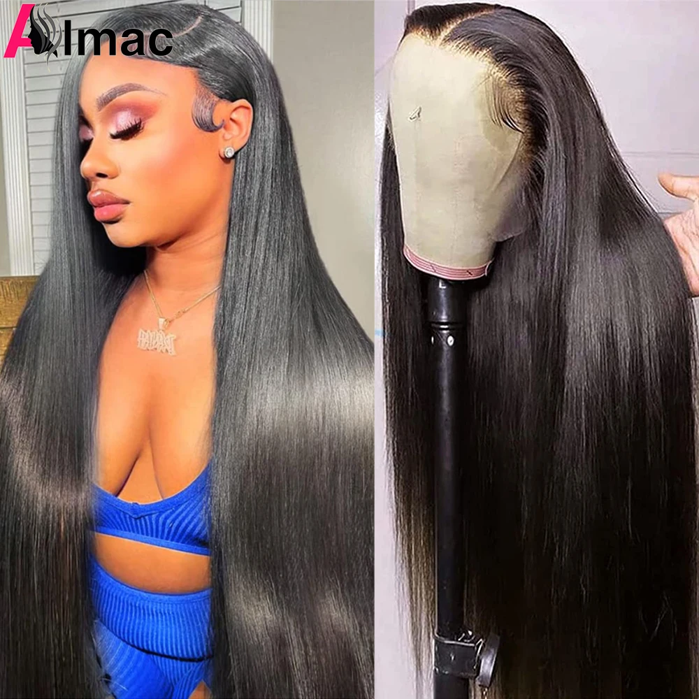 300% Density Straight Human Hair Wigs For Women 30In 13x4 Lace Frontal Wig Pre-Plucked 4x4 Closure Wig Indian Remy Hair