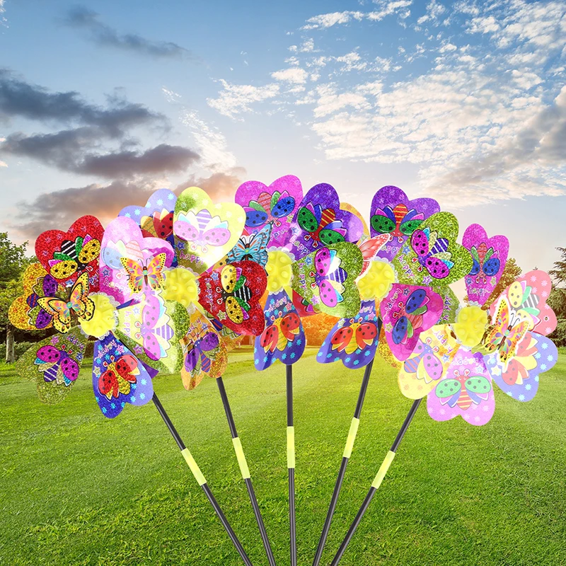 1Pc Colorful Sequin Windmill Cartoon Animal 3D Pinwheel Home Garden Decoration Wind Spinner Whirligig Yard Decor Outdoor Kid Toy - view 2