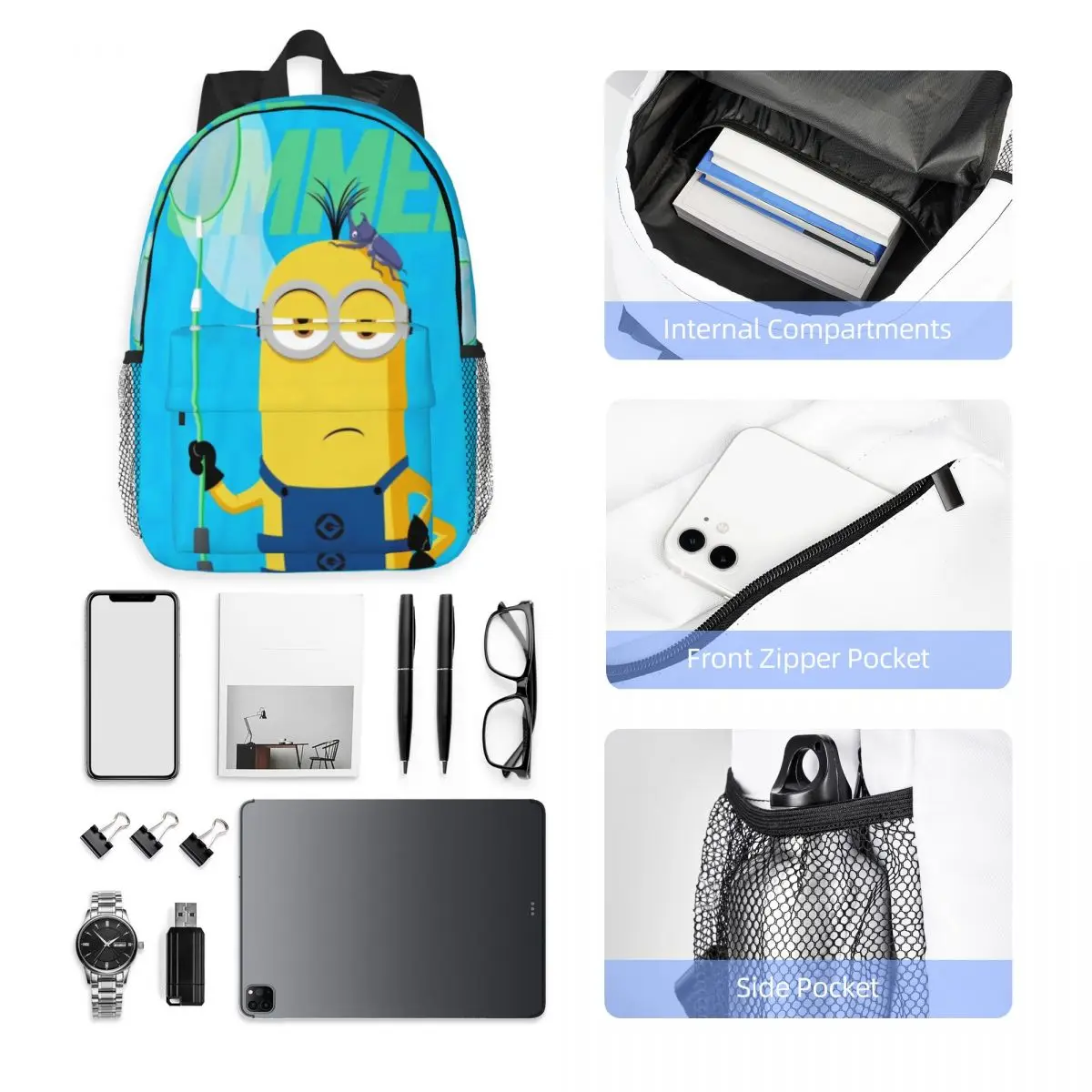 M-Minions Nieuwe Mode Hoge Capaciteit Waterdichte College Rugzak Trendy Laptop Reisboekentas 15Inch