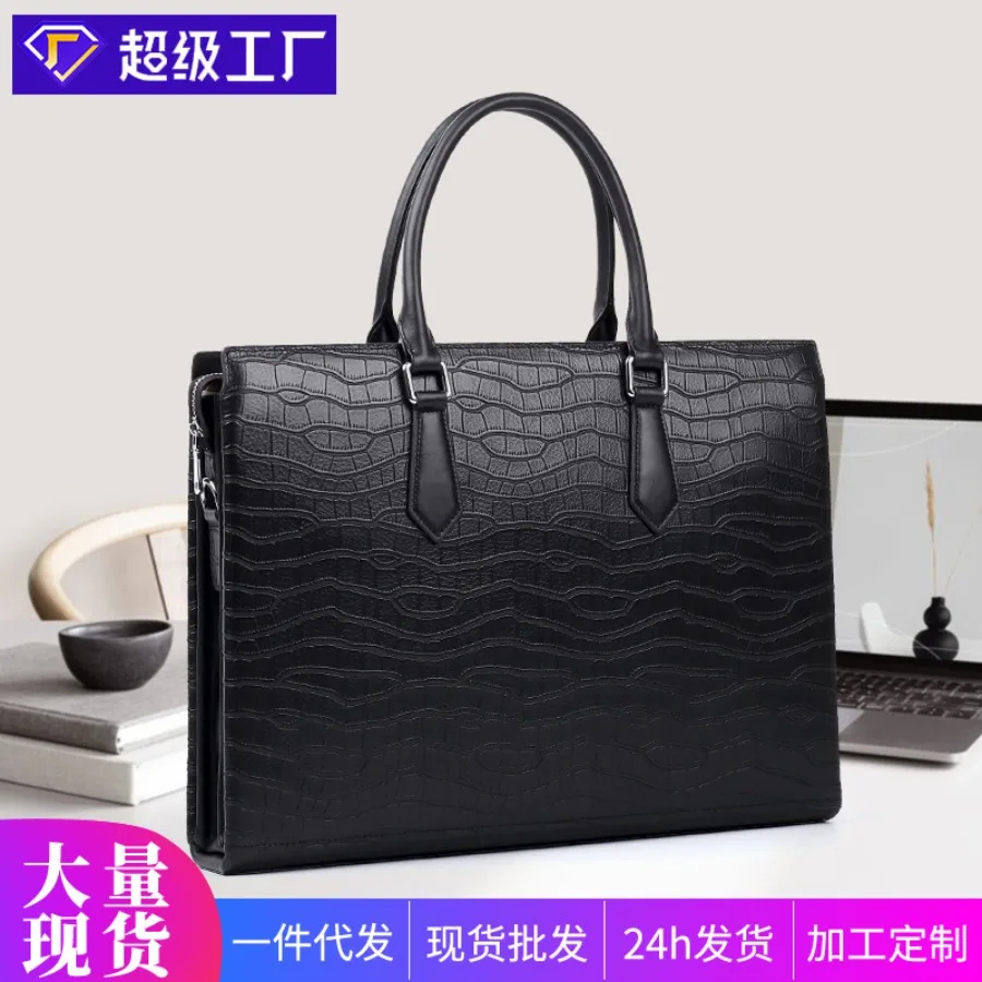 

【New style】New genuine leather men's handbags business men's handbags top layer leather computer bags large-capacity briefcase