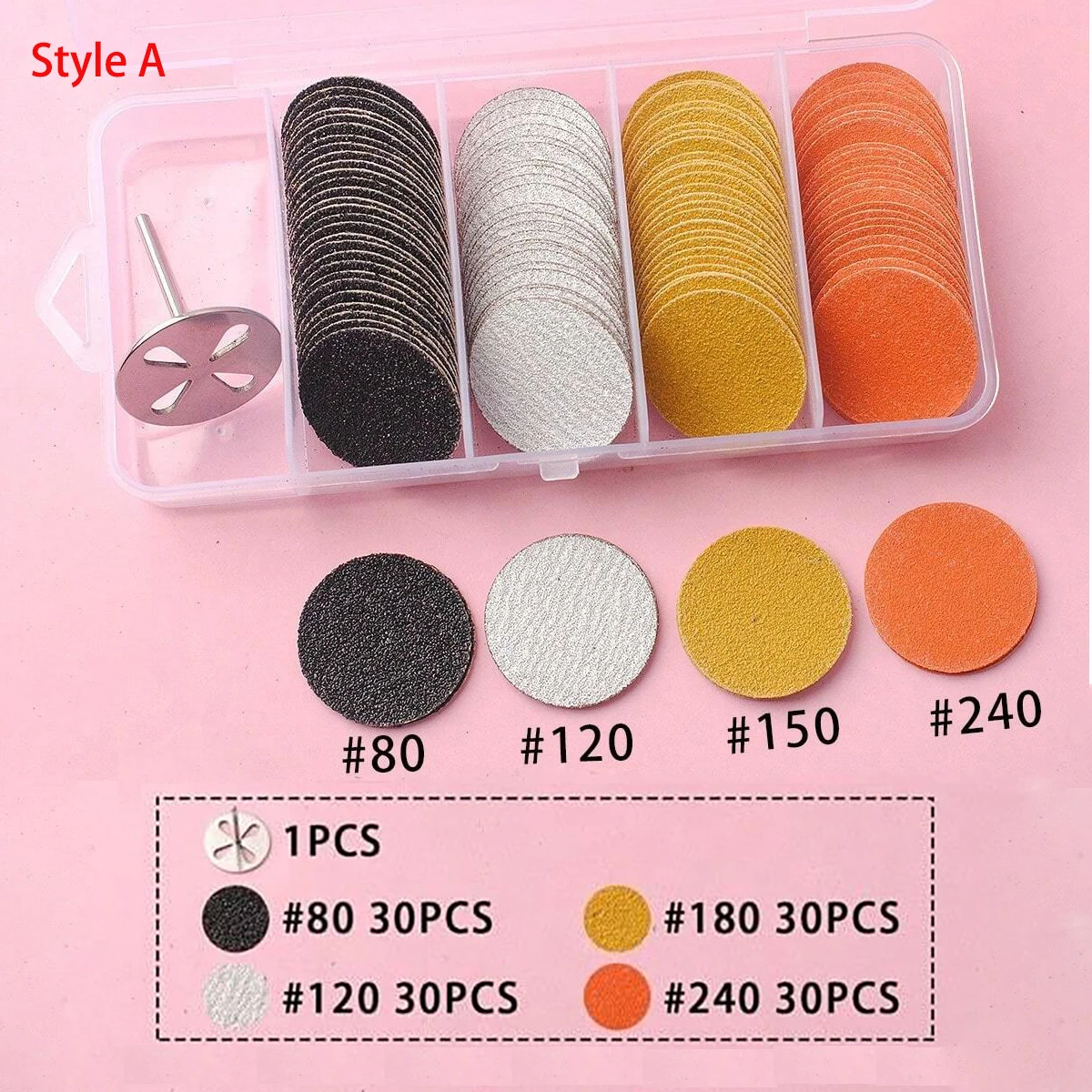 120pcs/Box 4Grits 25mm Foot Cuticle Calluses Removal Replaceable Sanding Paper With 1pc Pedicure Disk Pads Kits #80/#120/#180/#2