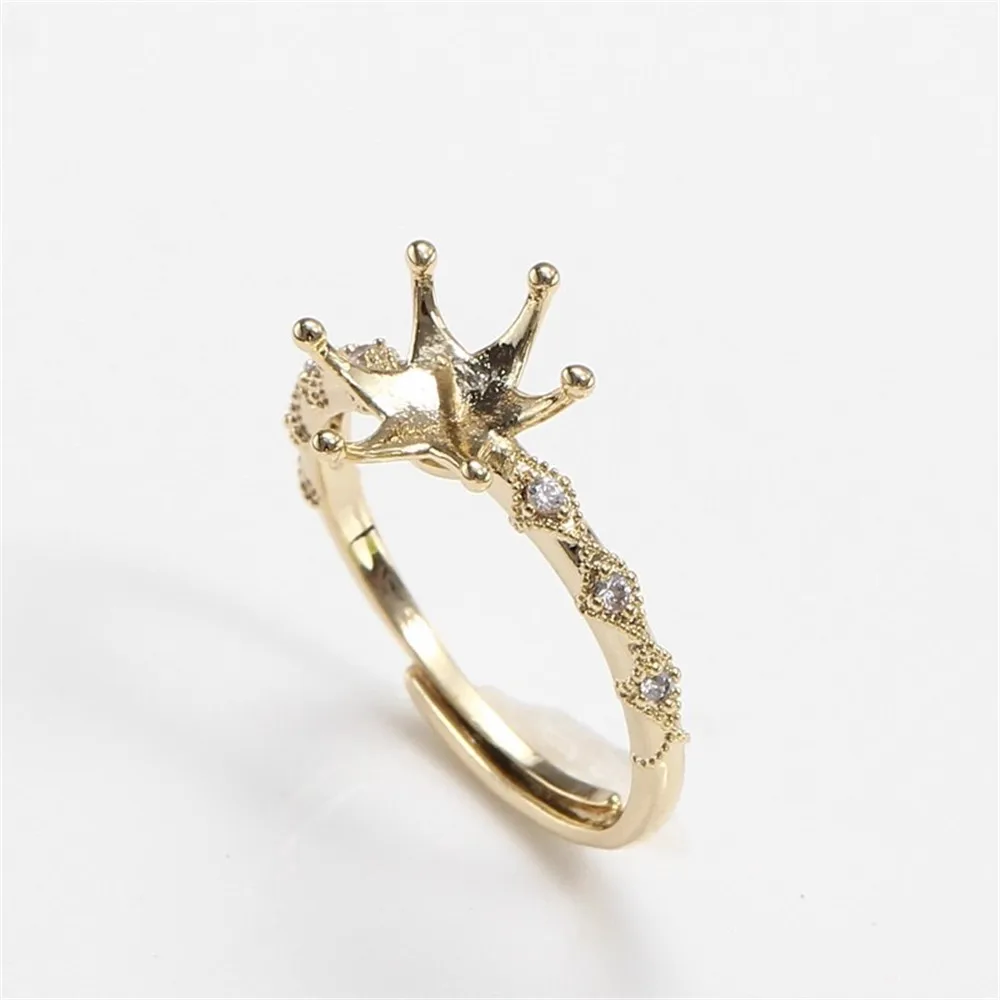 

Кольца с жемчугом из 18-каратного золота, классические кольца, дизайн колец изменяемого размера, медная основа, женские кольца с жемчугом «сделай сам», аксессуар без жемчуга