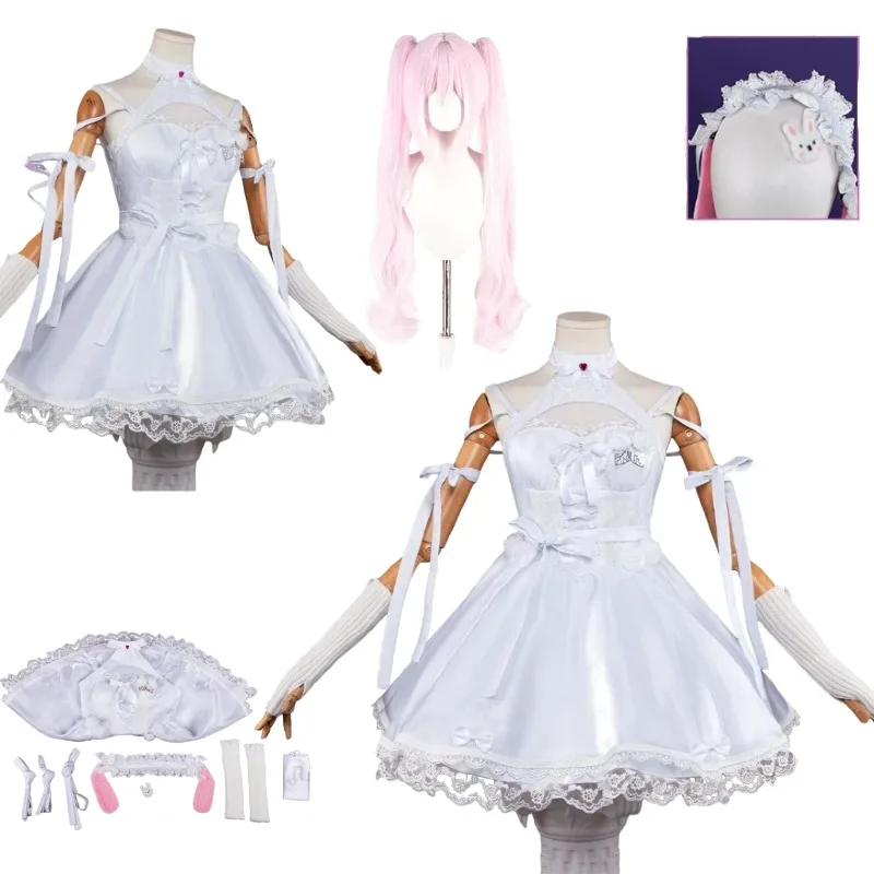 

Alice Sweet Lolita Game Cosplay Costume Wig Fairy Tales White Lace Wedding Dress Accessories Suit Anime Comic Role Play Set
