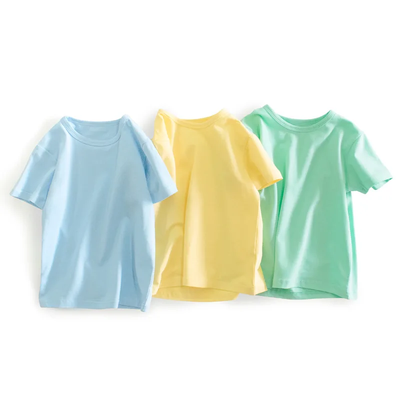 Children's clothing, short sleeved t-shirt, summer boys, baby clothes, solid color