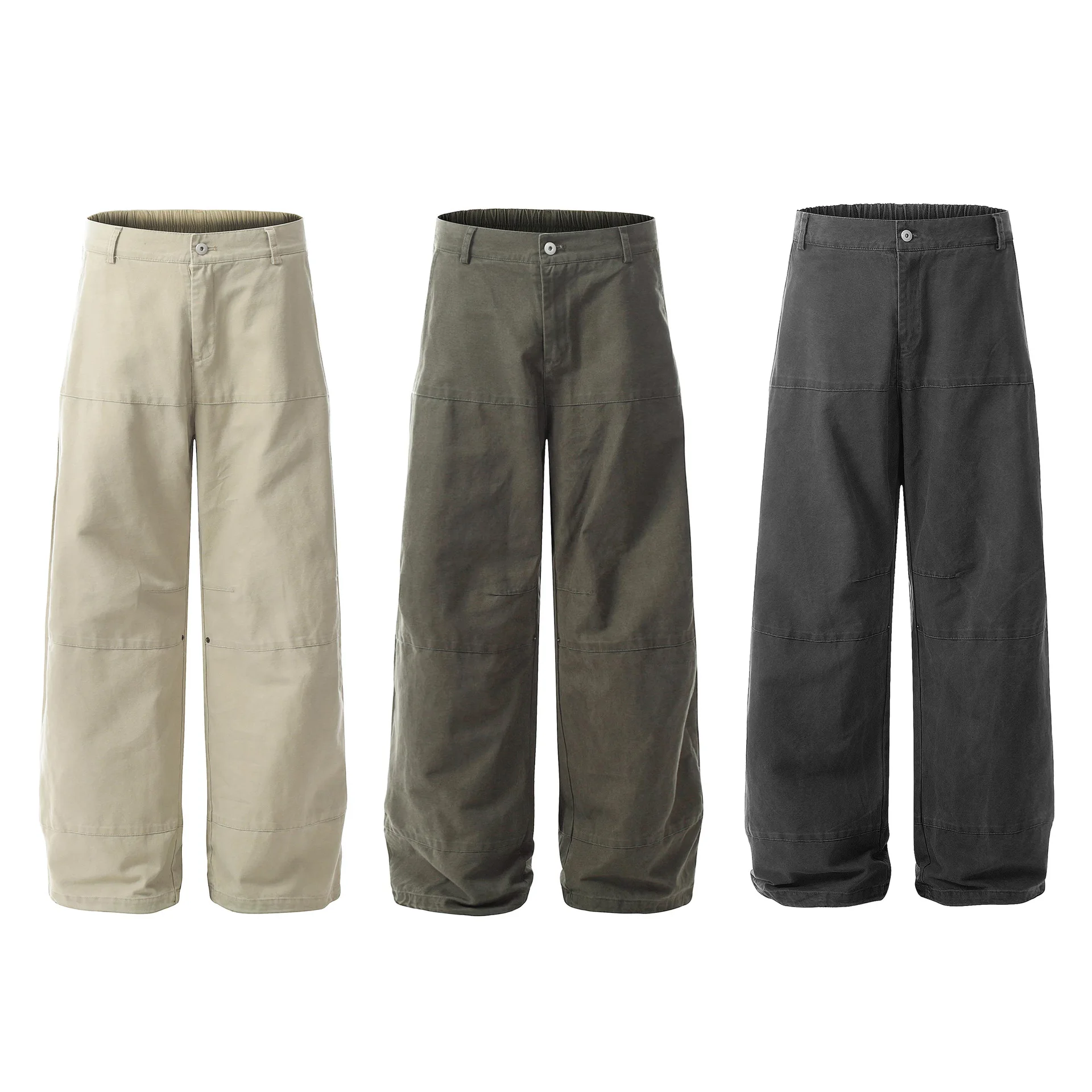 OR FL American Retro Wash and Age 100 Cotton Women Cargo Trousers Baggy Staraight Women's Y2k Solid Color Wide Leg Pants