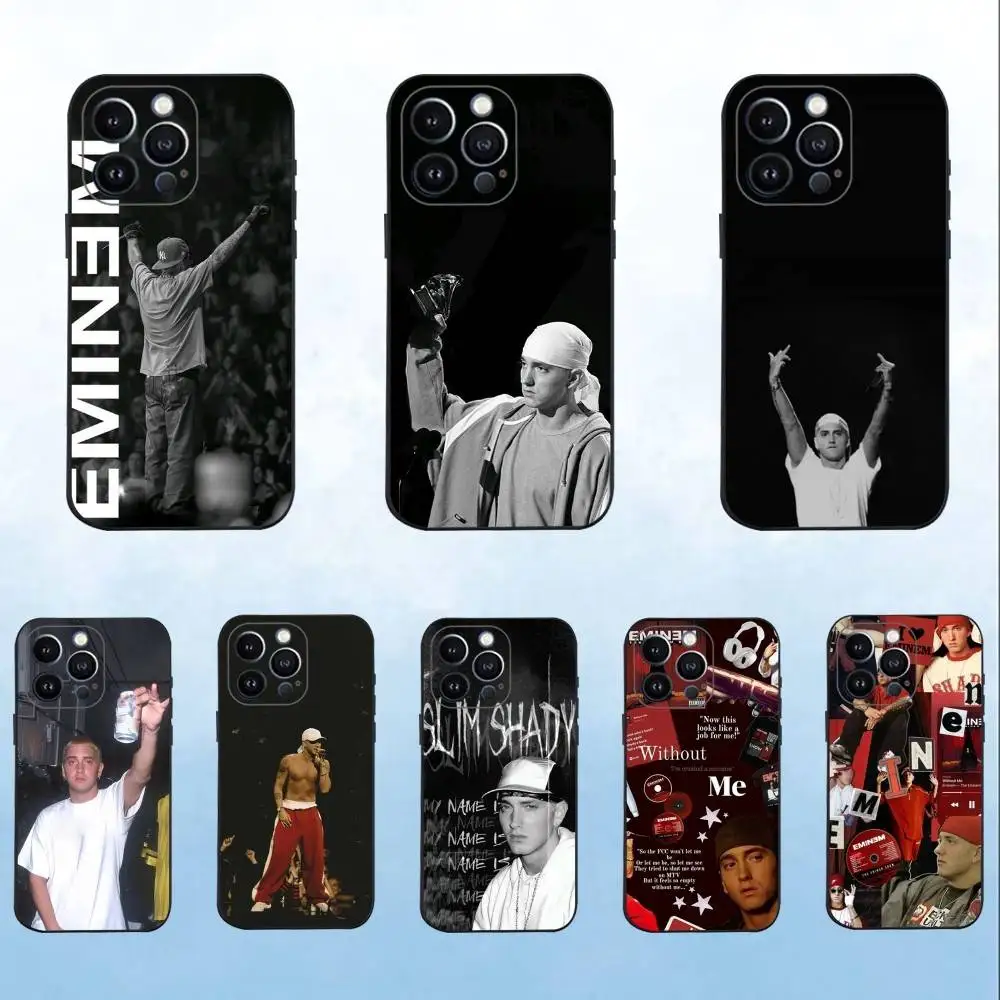 

E-Eminem-m Rapper ES Phone Case For iPhone 16,15,14,13,12,11 Plus,Pro Max,XS,X,XR,SE,Mini,8,7,Soft Silicone Black Cover