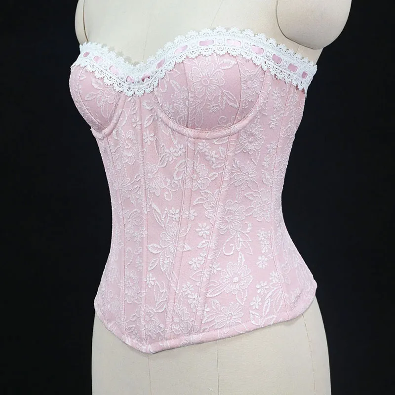Sexy Brocade Overbust Corset Tops for Women Steel Boned Lace Up Bustiers Hourglass Body Shaper Corset Lingerie XXS-3XL